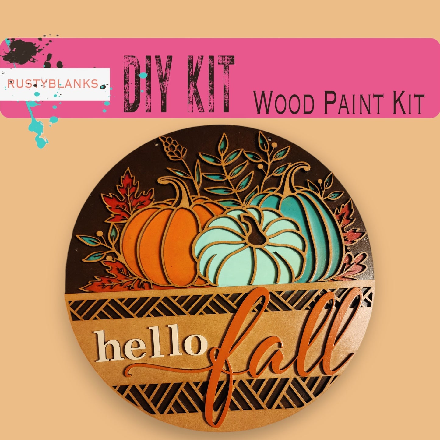 Hello Fall Front Door Decor | Fall Door Hanger | Hello Fall Pumpkins | Fall Door Hanger | Housewarming Gift | Home Decor | Wreath