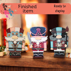 a group of wooden toy figurines sitting on top of a table
