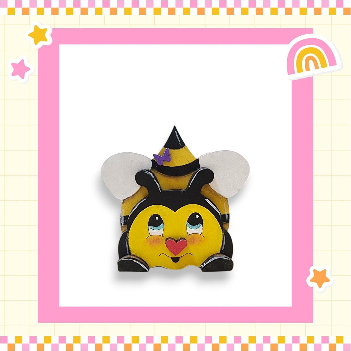 a picture of a bee wearing a hat