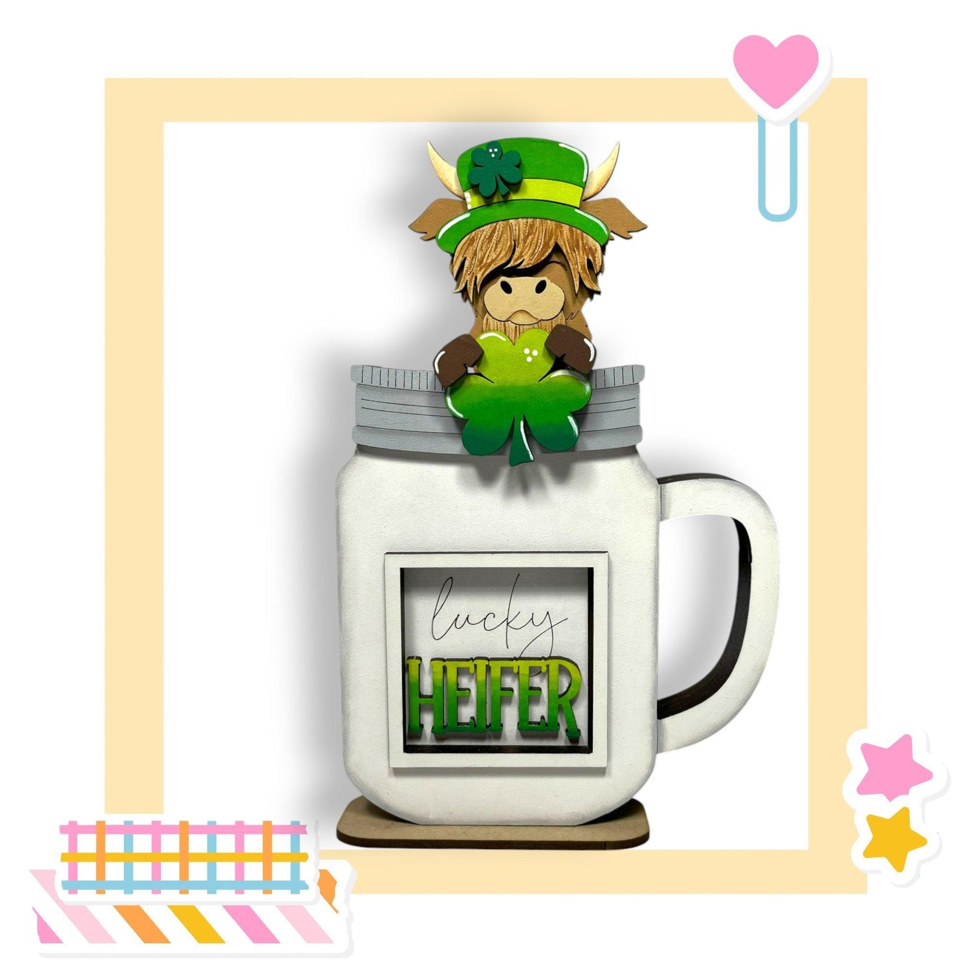 a st patrick's day card with a mug of beer and a lepre