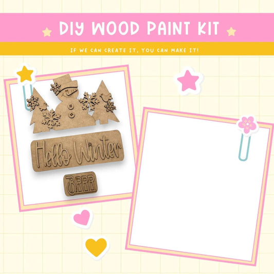 a wooden craft kit with a picture of a snowman