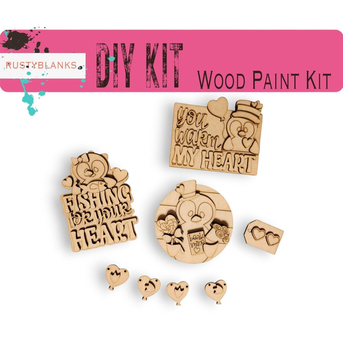 a wooden craft kit with a picture of a bear