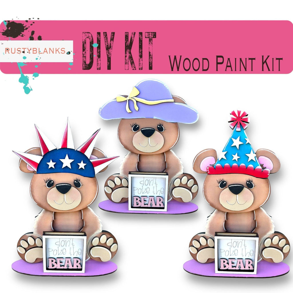 Bear Interchangeable Animal with 13 Interchangeable Seasonal Hats, Insert and tile holder, Season DIY Decor - RusticFarmhouseDecor