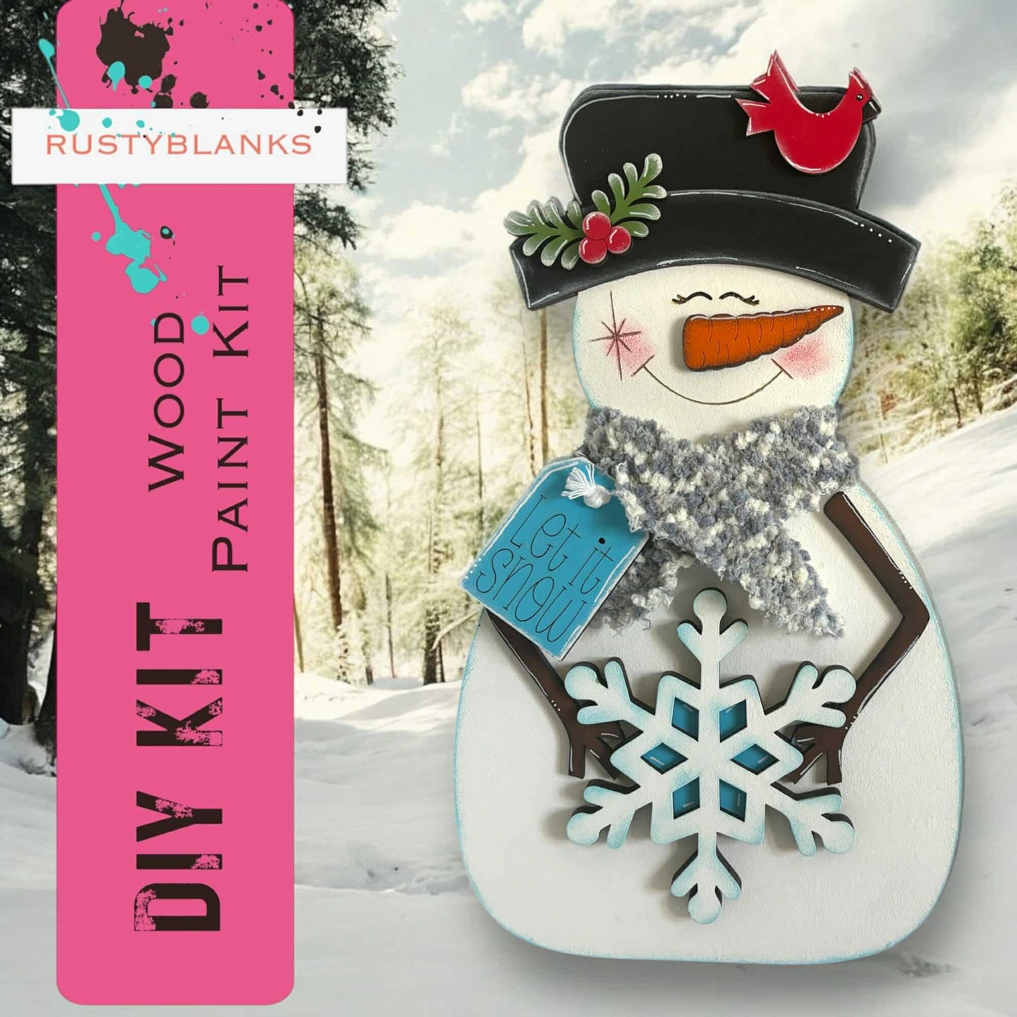 a picture of a snowman with a hat and scarf