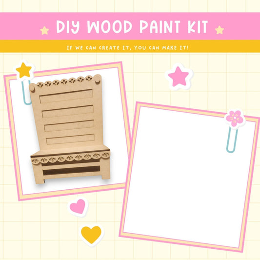 a wooden craft kit with a picture of a bench