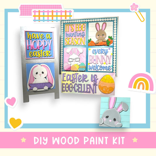 a diy wood paint kit with a picture of a bunny