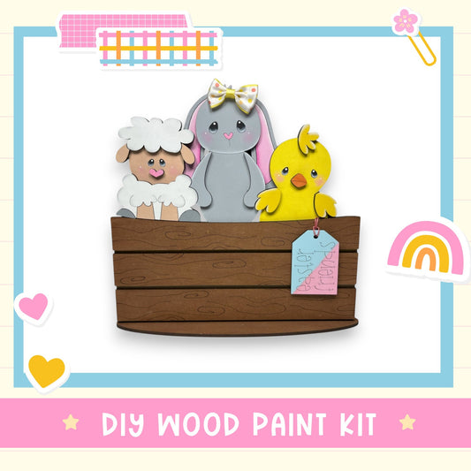 a picture of some animals in a wooden box