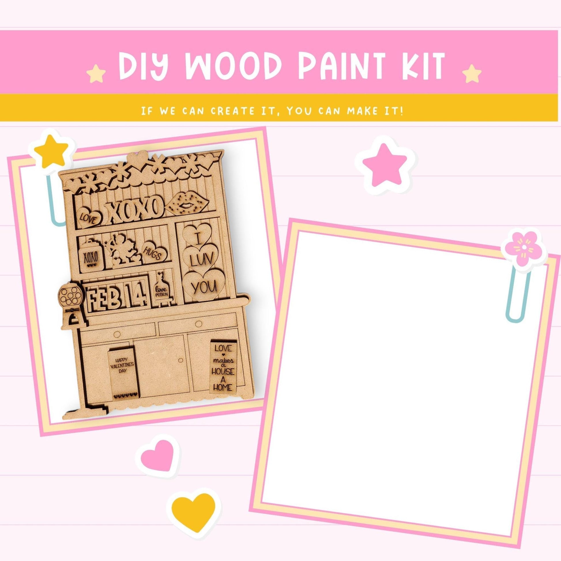 a wooden craft kit with a picture of a dresser