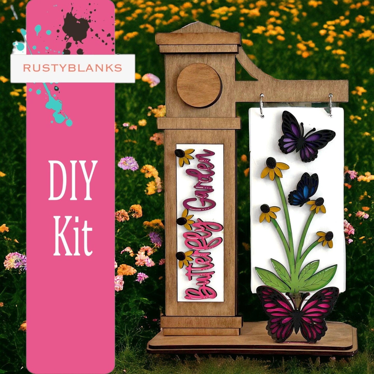 Butterfly Garden Summer Insert for the Mini Interchangeable Posts - RusticFarmhouseDecor