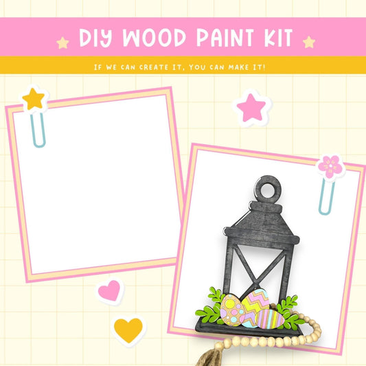 a card with a picture of a lantern and eggs