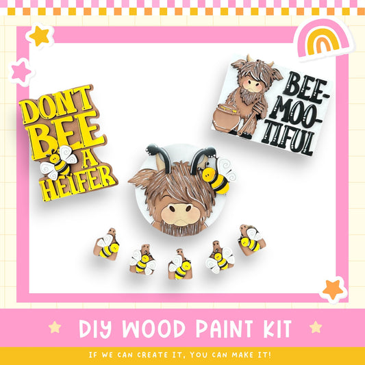 a craft kit with a picture of a cow and a bee