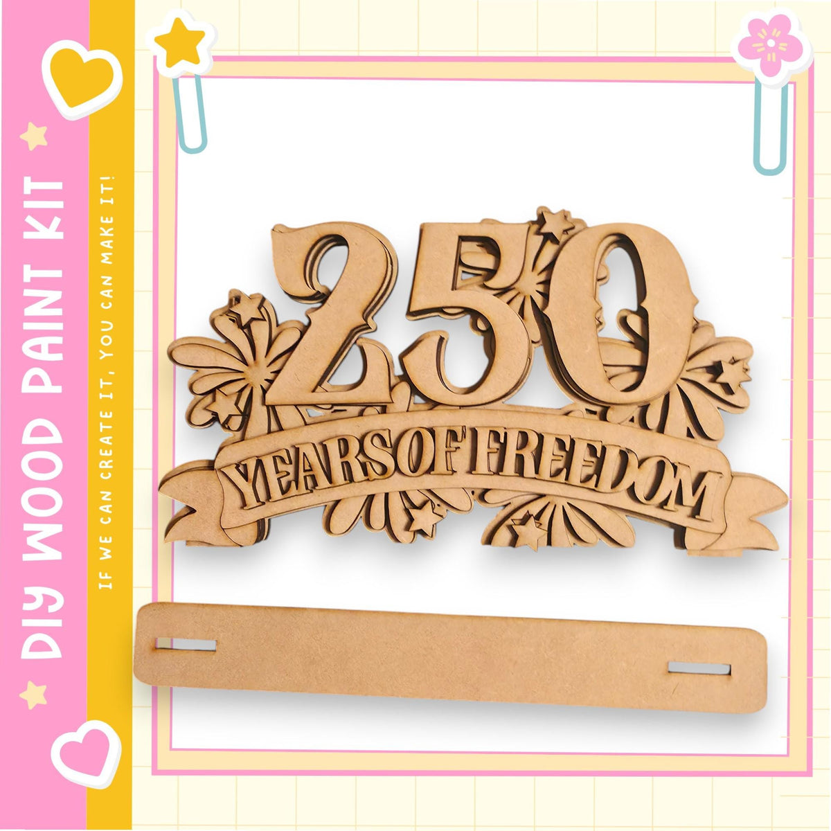 A wooden sign with the number "250" and the text "YEARS OF FREEDOM" carved into it.