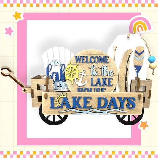 a wooden sign that says welcome to the lake days