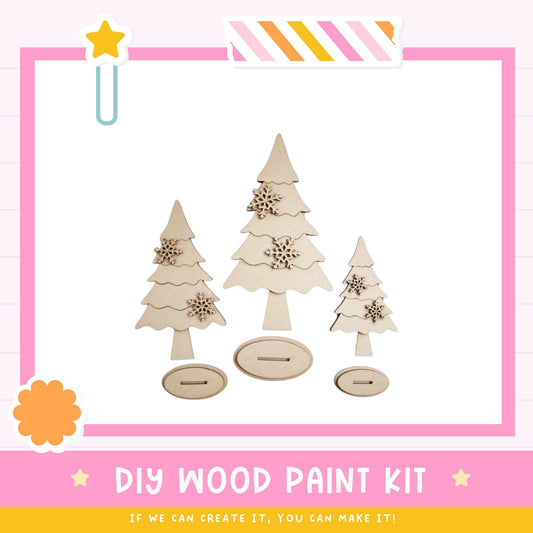 a picture of some wooden christmas trees