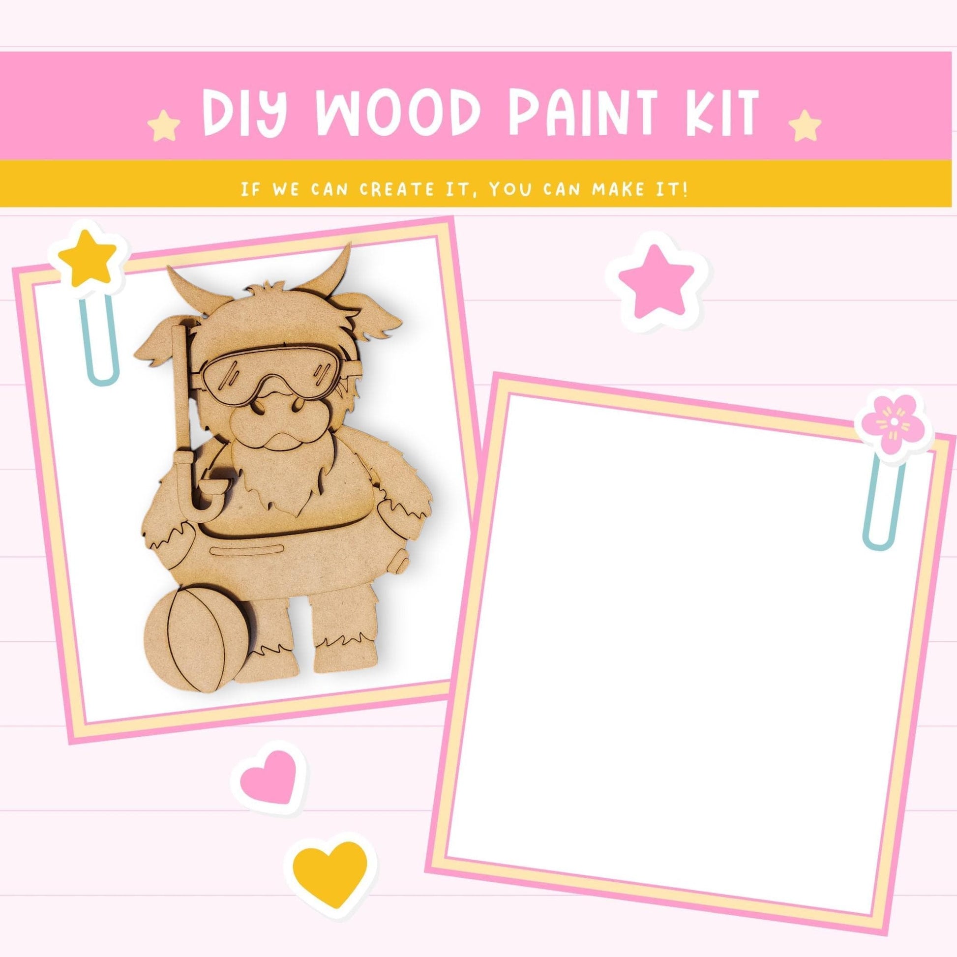 a wooden craft kit with a picture of a cat