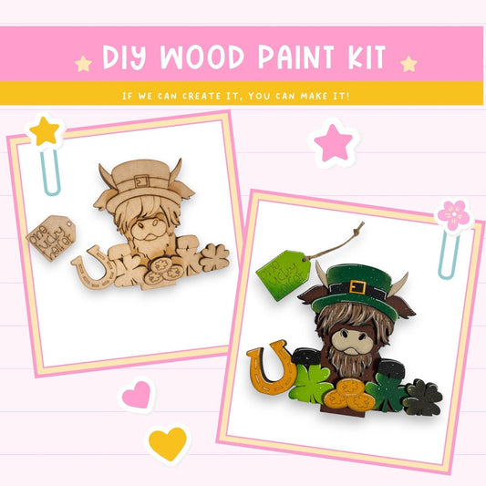 a wooden craft kit with a picture of a lepreite and a lepre