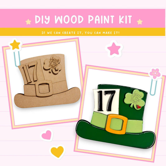 a wooden craft kit with a st patrick's hat and a st patrick '