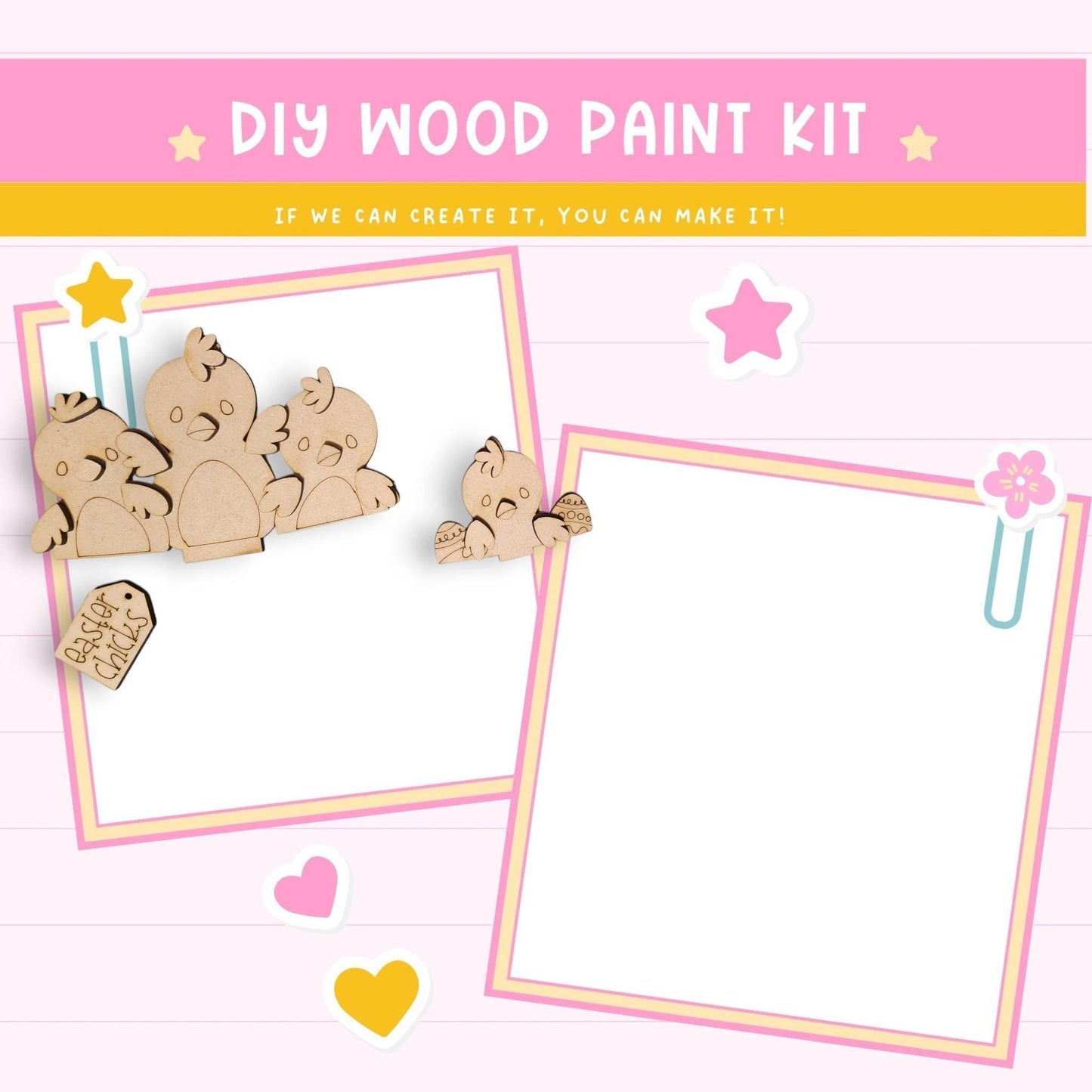 a wooden craft kit with two pictures of bears