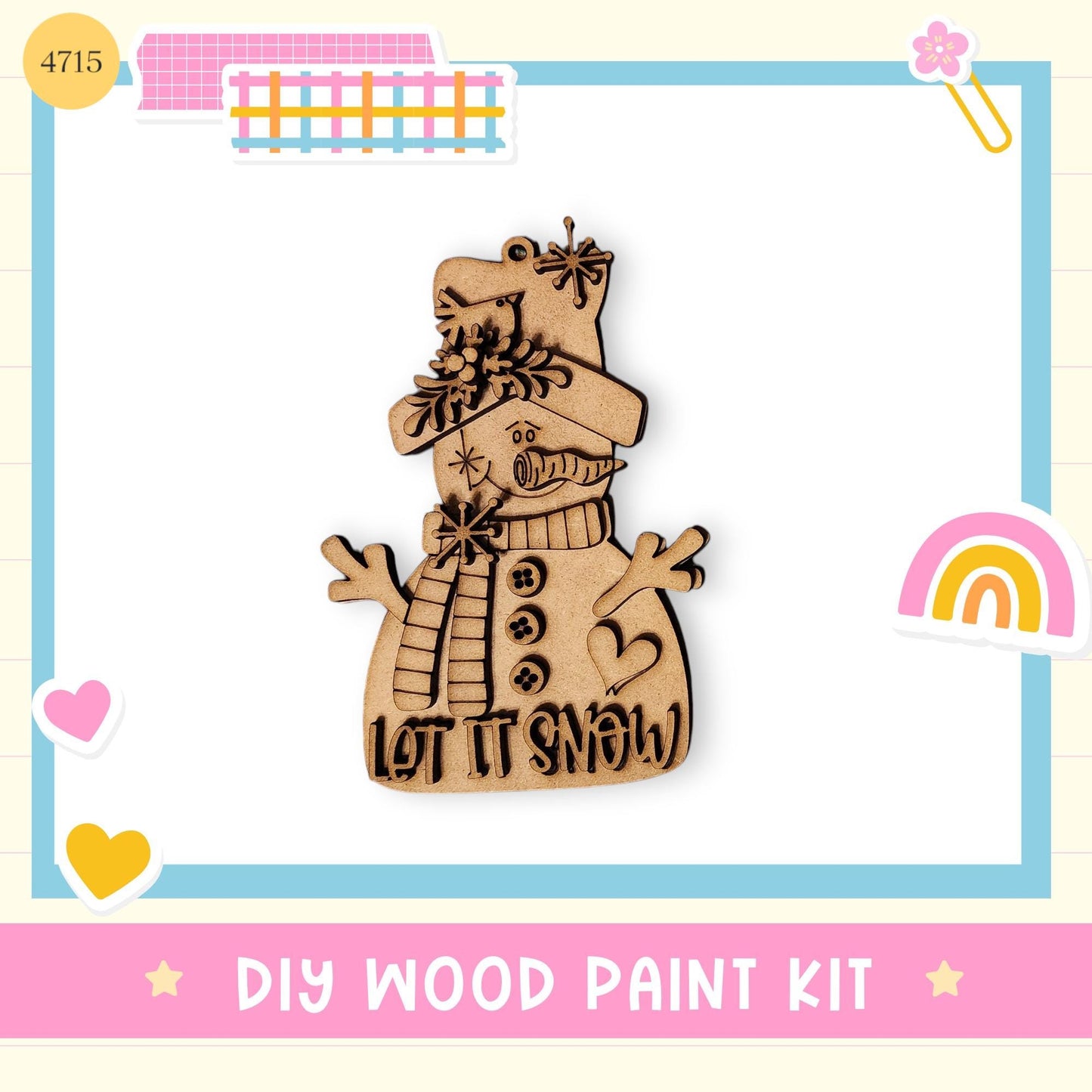 a DIY wood paint kit for creating a wooden snowman.