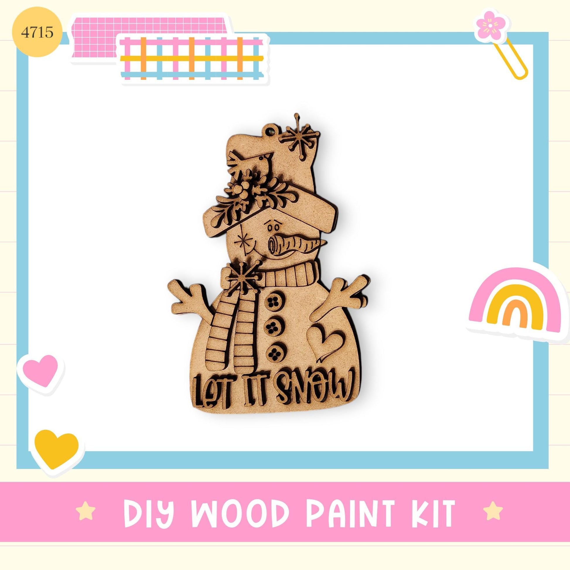 a DIY wood paint kit for creating a wooden snowman.
