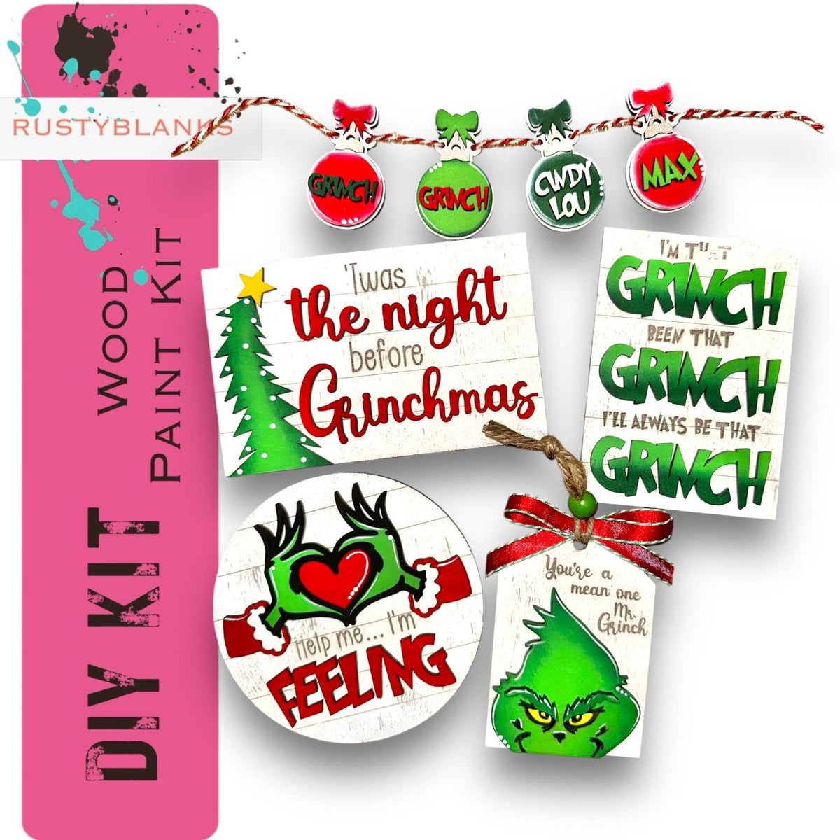 Christmas GrinchmasTiered Tray Set RusticFarmhouseDecor