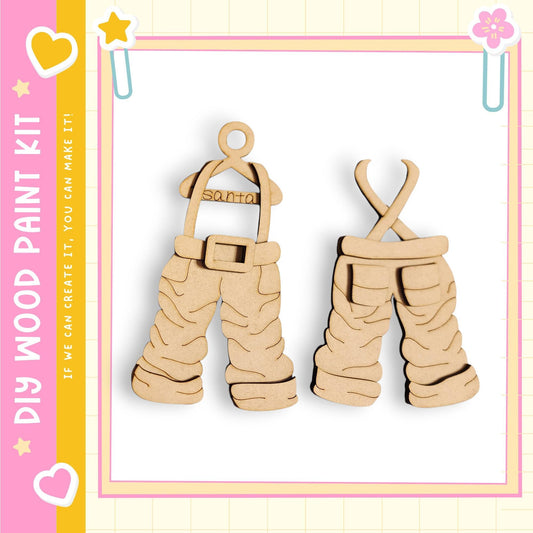 two wooden slingshorts, which are a type of clothing item.