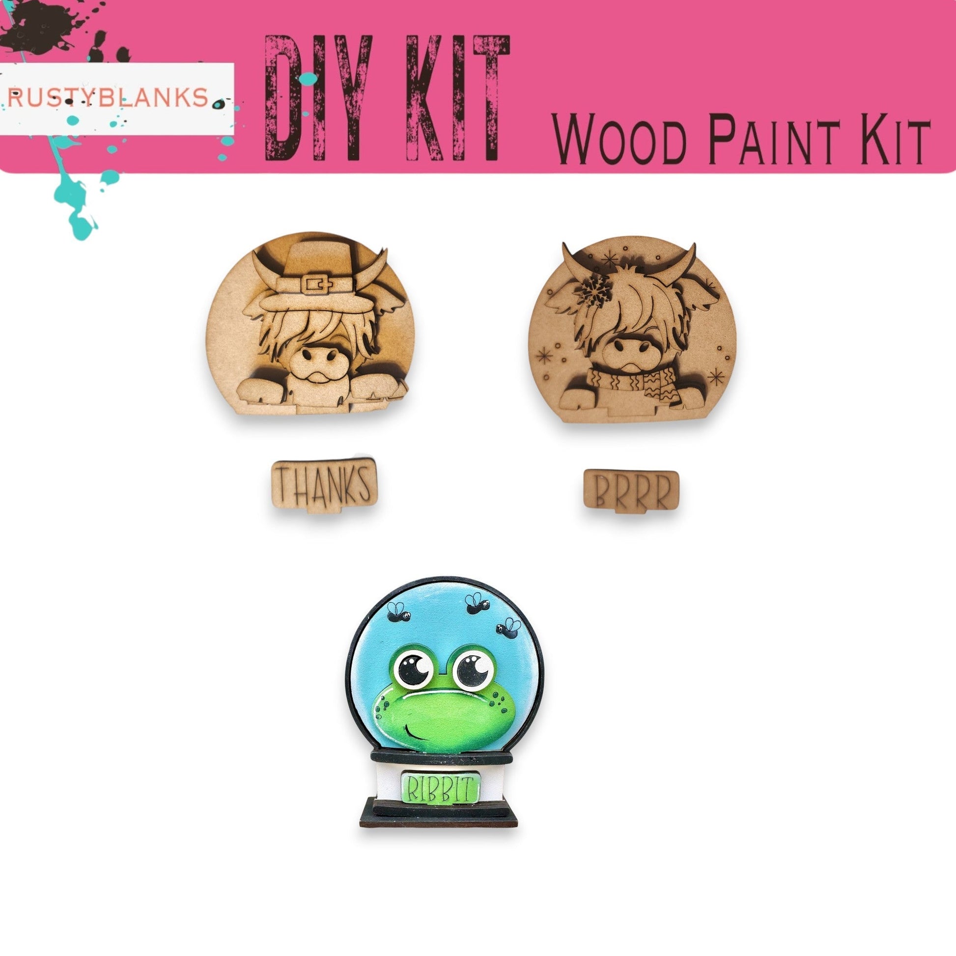 a wooden craft kit with a picture of a frog