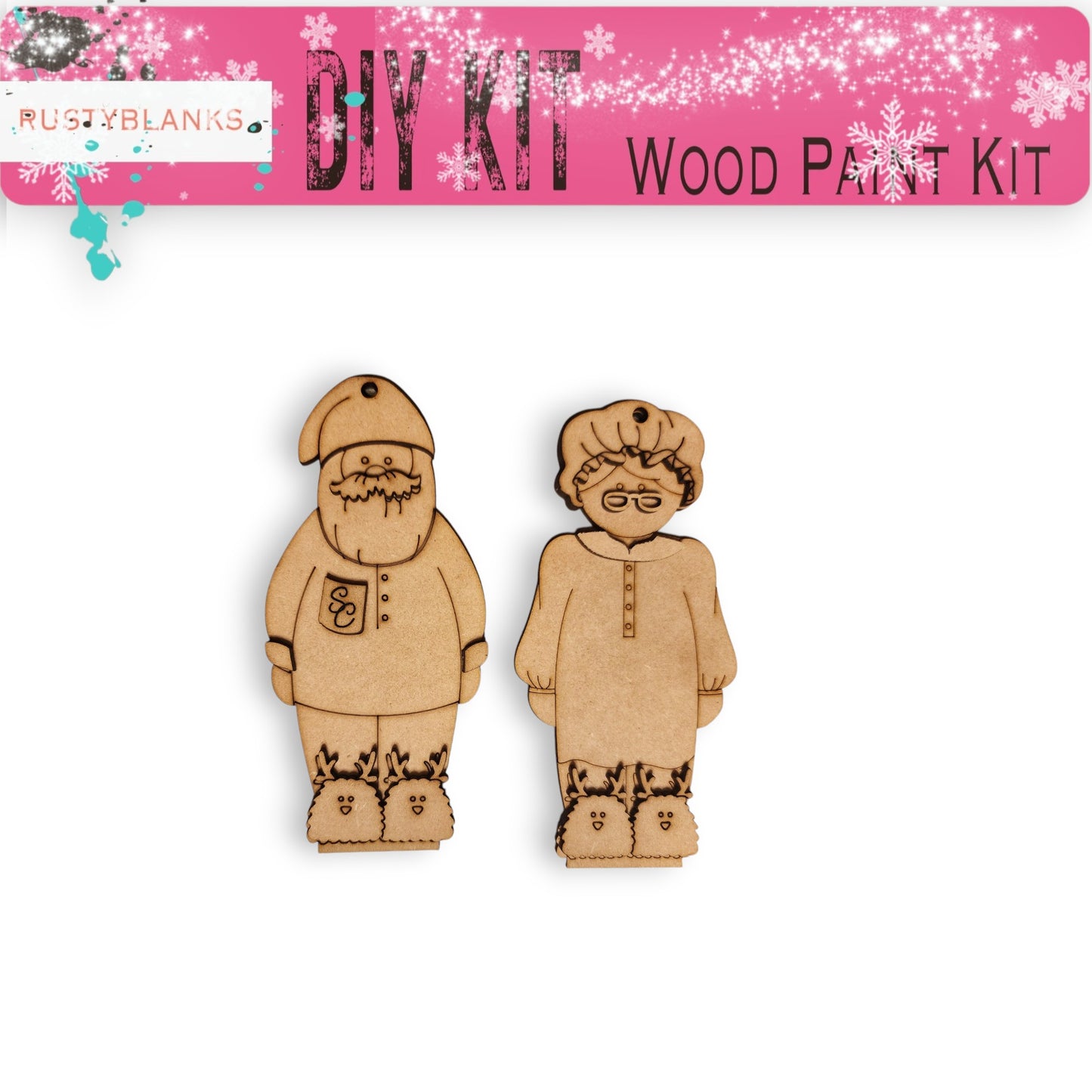 a pair of wooden cut outs of two people