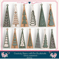 a collection of 12 unique Christmas tree ornaments, each with a distinct design and color scheme. The ornaments are arranged in a grid pattern, showcasing a variety of shapes and patterns, including geometric shapes, floral designs, and abstract elements. The text "Creativity Begins with One Brushstroke. Rustic Farmhouse DIY Kit" suggests that these ornaments are part of a creative project or kit for crafting homemade Christmas decorations.