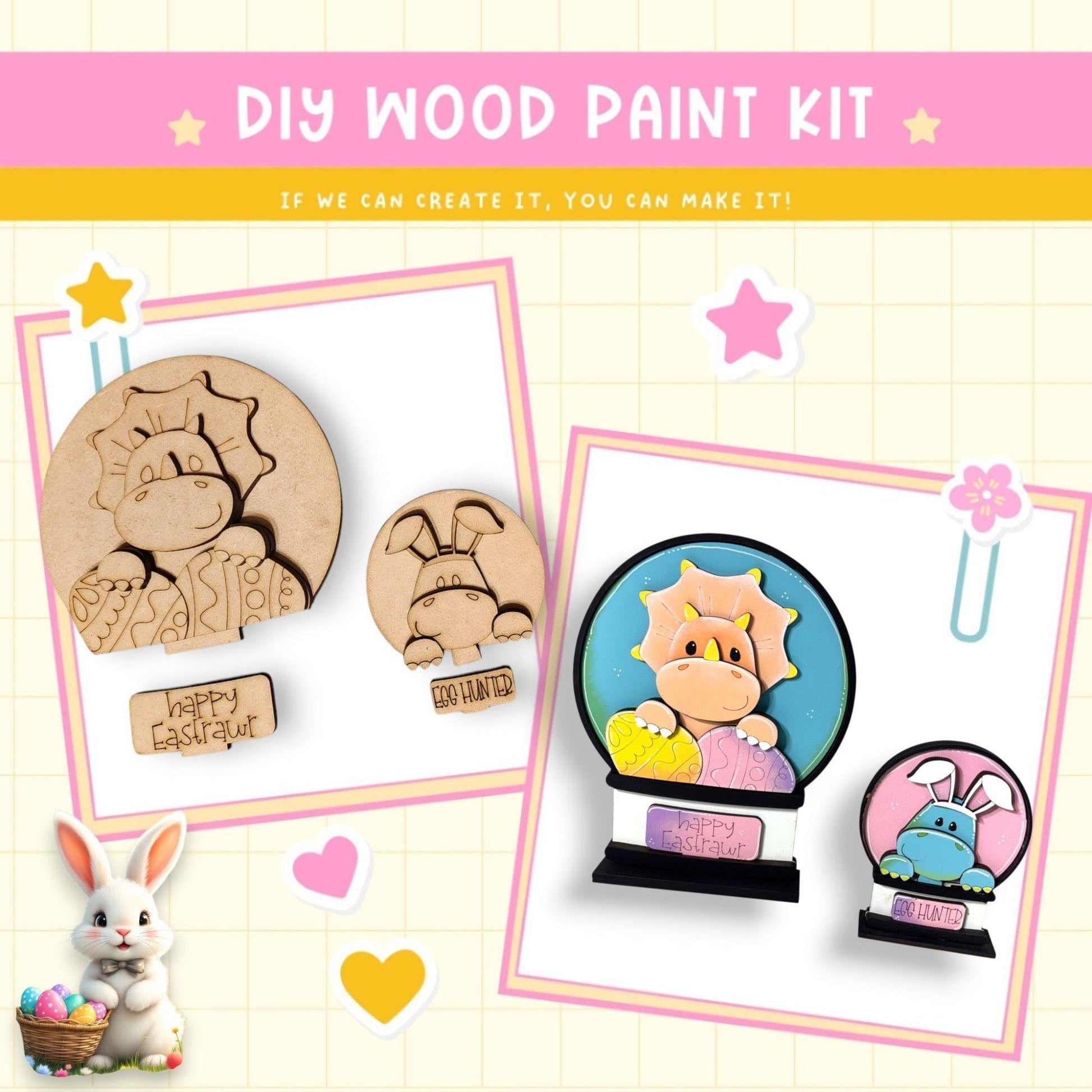 a wooden craft kit with a picture of a cartoon character
