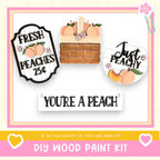 a picture of a wooden box with peaches on it