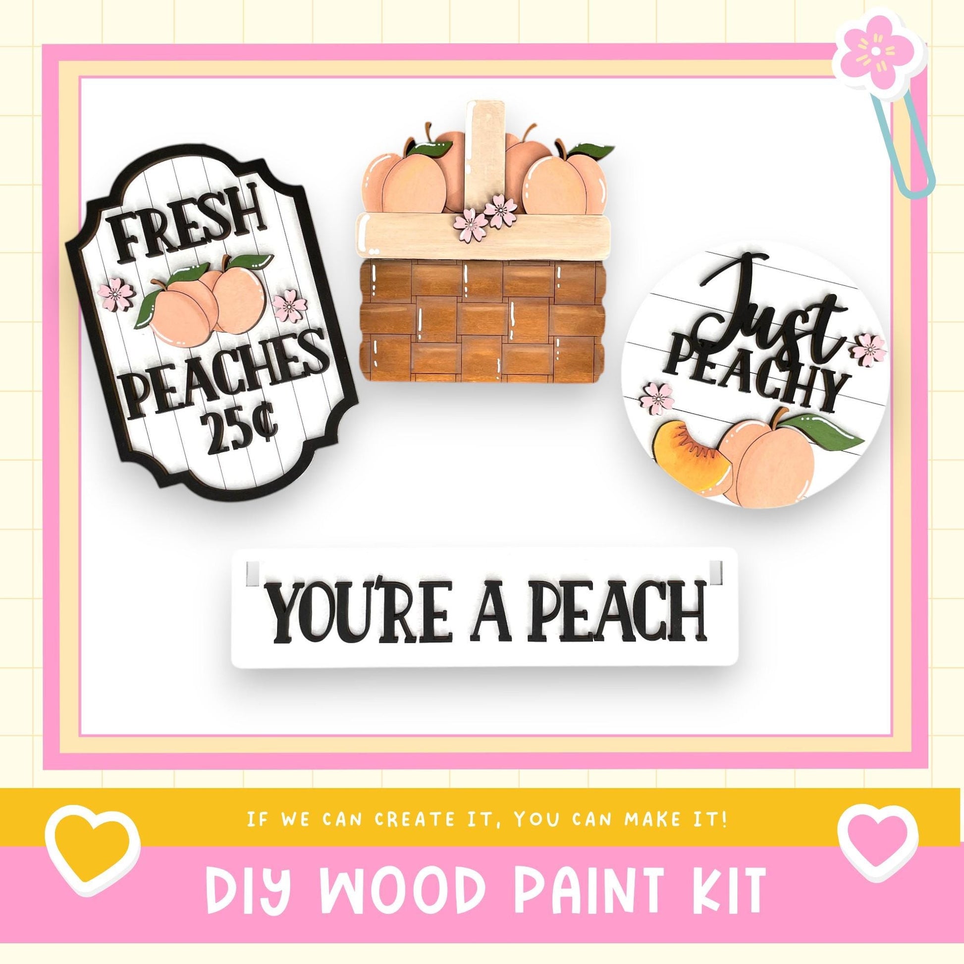 a picture of a wooden box with peaches on it