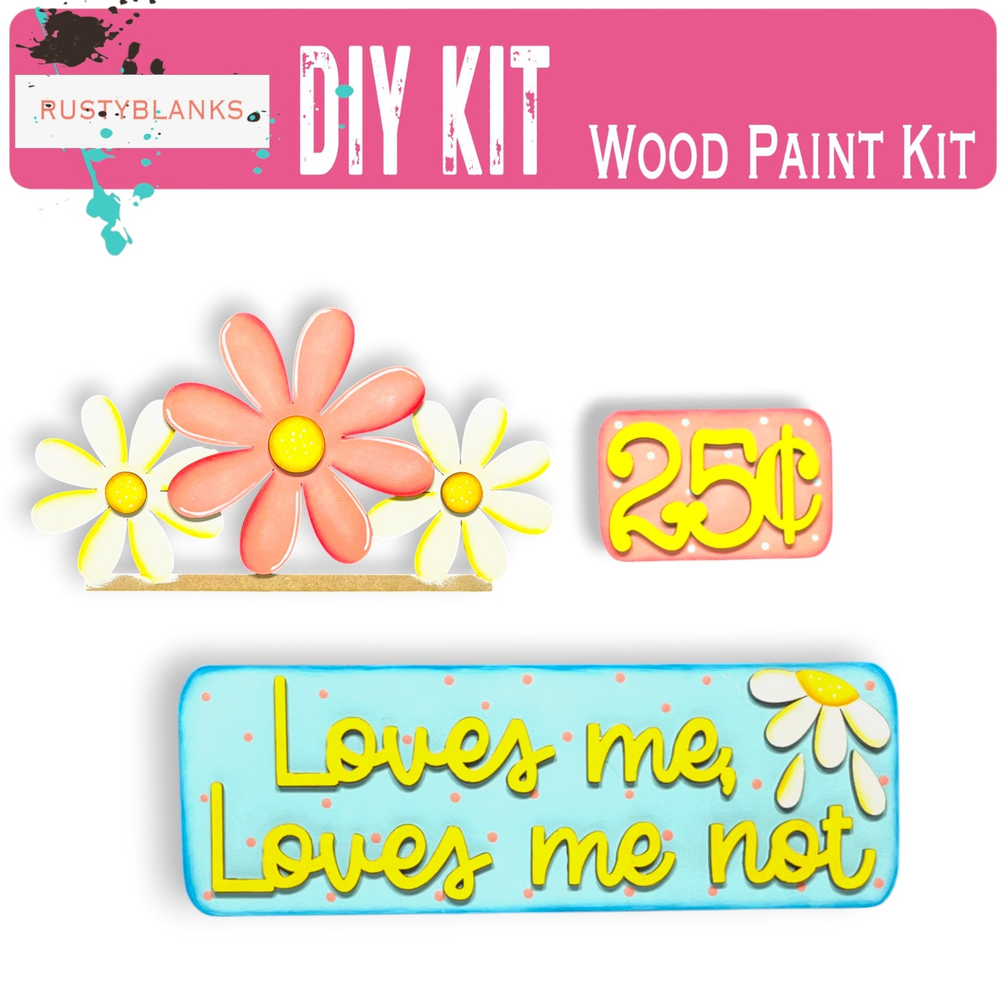 a set of three wooden magnets that say love me, love me not