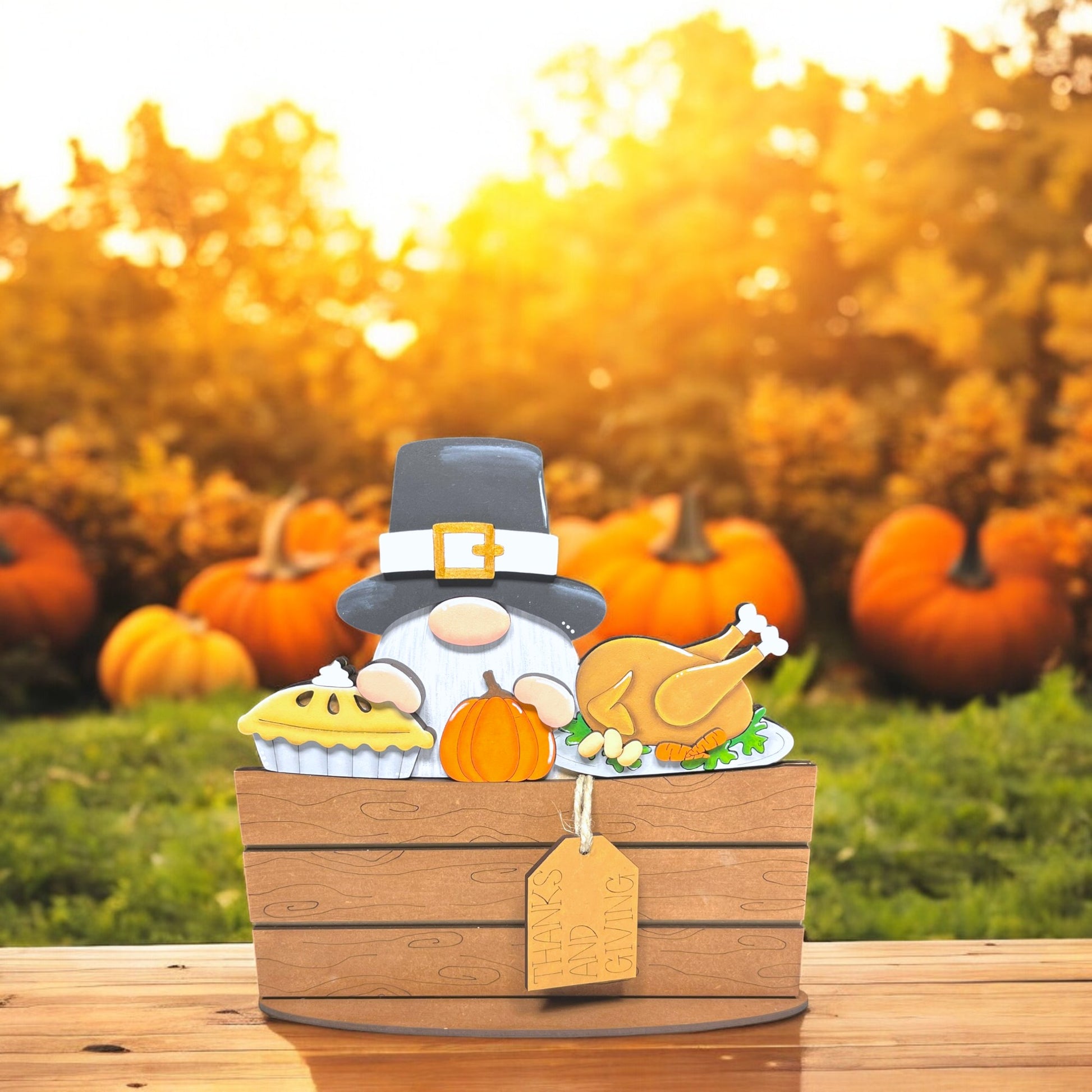 a thanksgiving card with a turkey in a basket