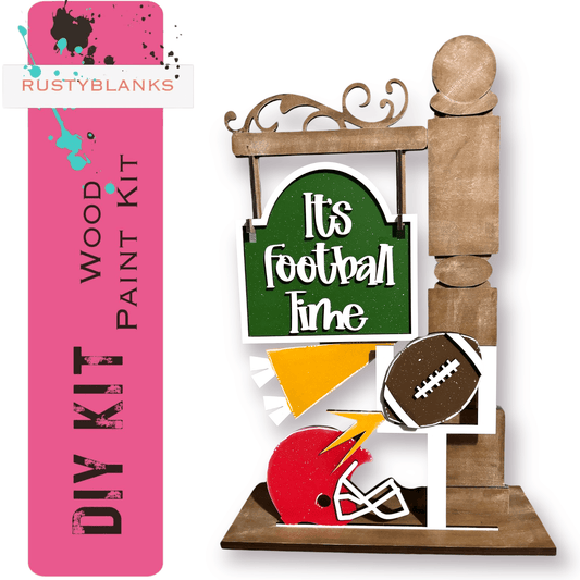 a wooden sign that says it's football time