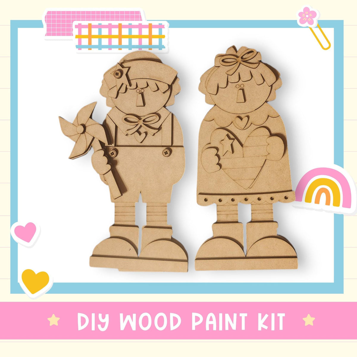 a wooden cutout of two people holding hands