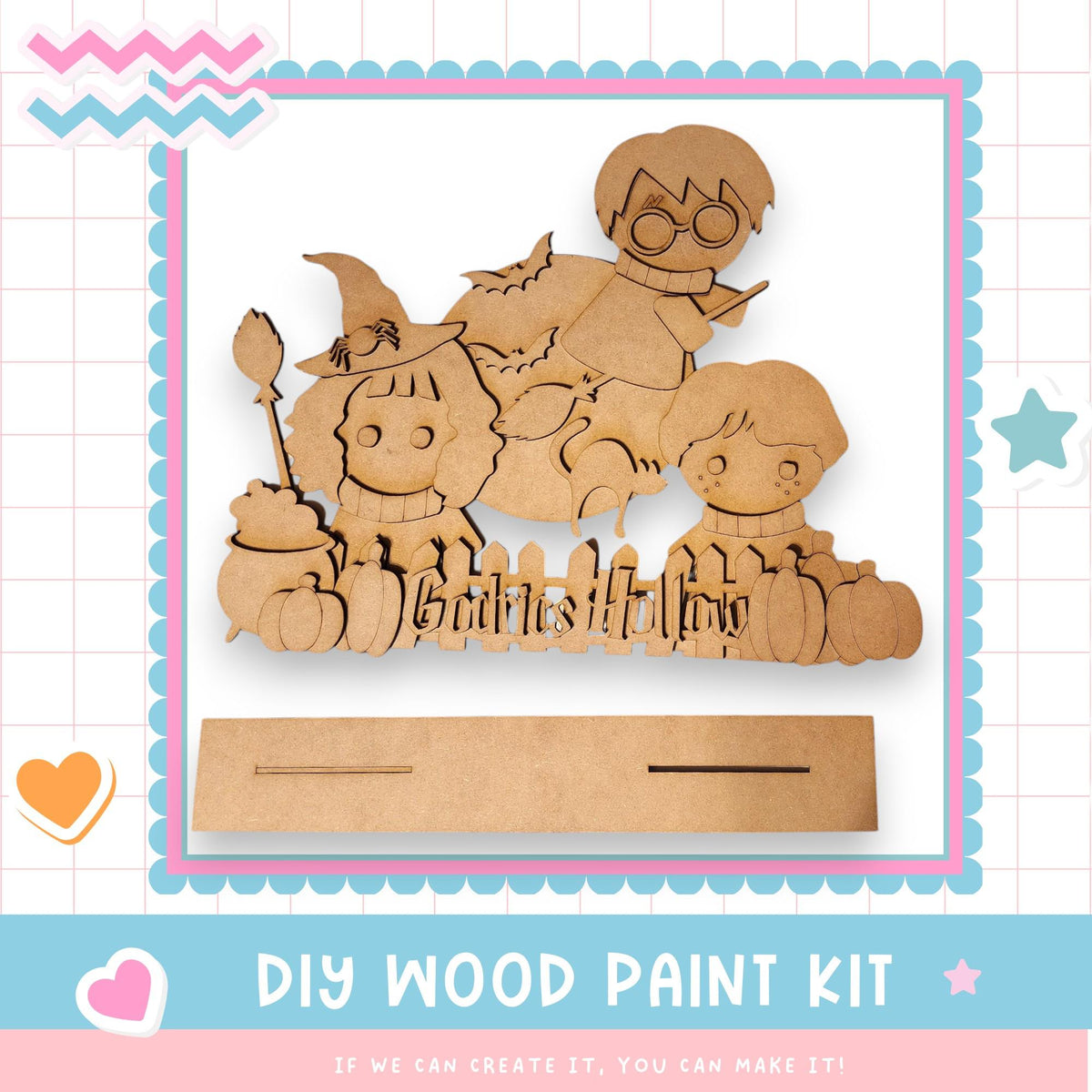 a wooden cutout of a family of elephants