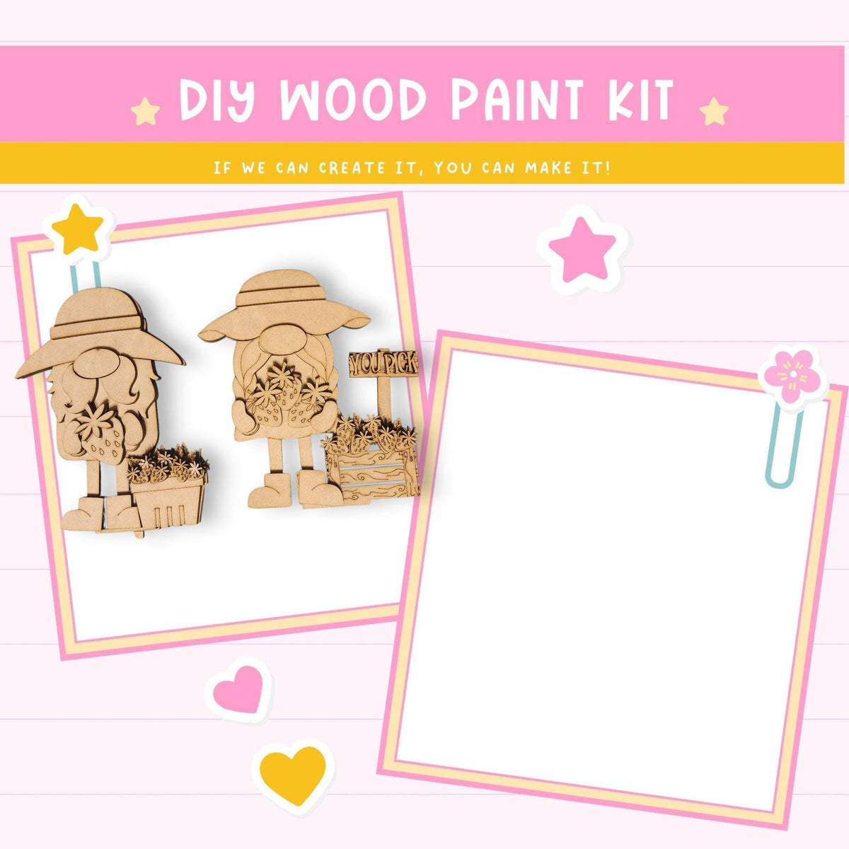 a wooden craft kit with a picture of two people