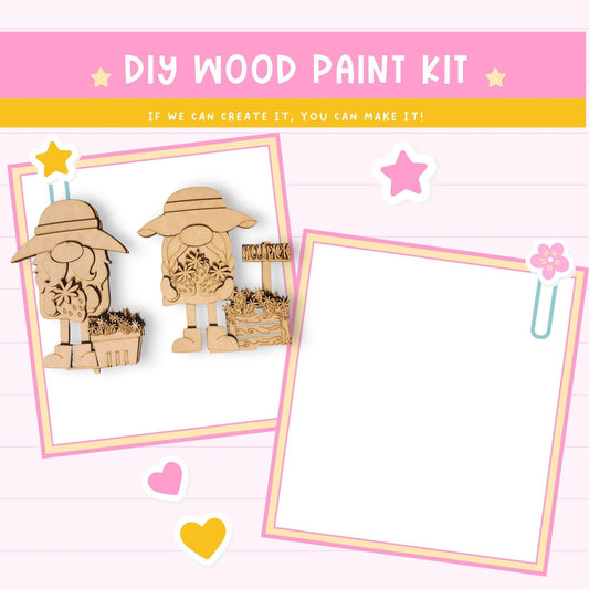 a wooden craft kit with a picture of two people