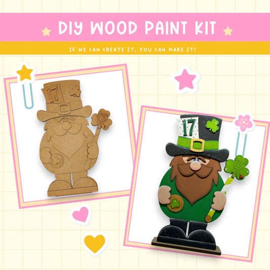 a picture of a wooden craft kit of a st patrick's day lepre