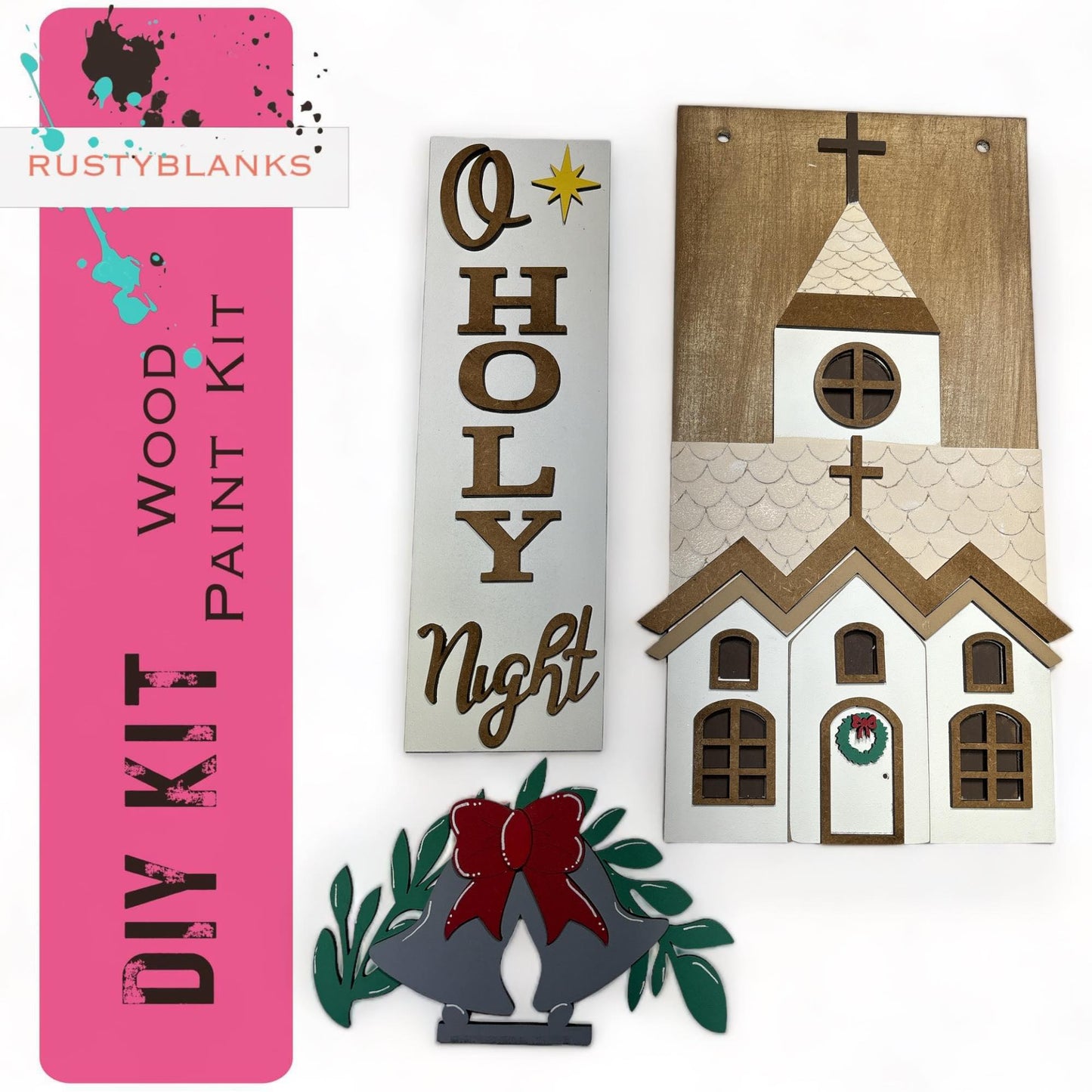 Christmas Church Interchangeable Signs with Insert - Mini Interchangeable Posts - RusticFarmhouseDecor