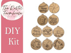 Christmas Ornaments, Set of 10 Wood Ornaments, DIY Wood Kit, Gingerbread, Merry Christmas, Ornaments - RusticFarmhouseDecor