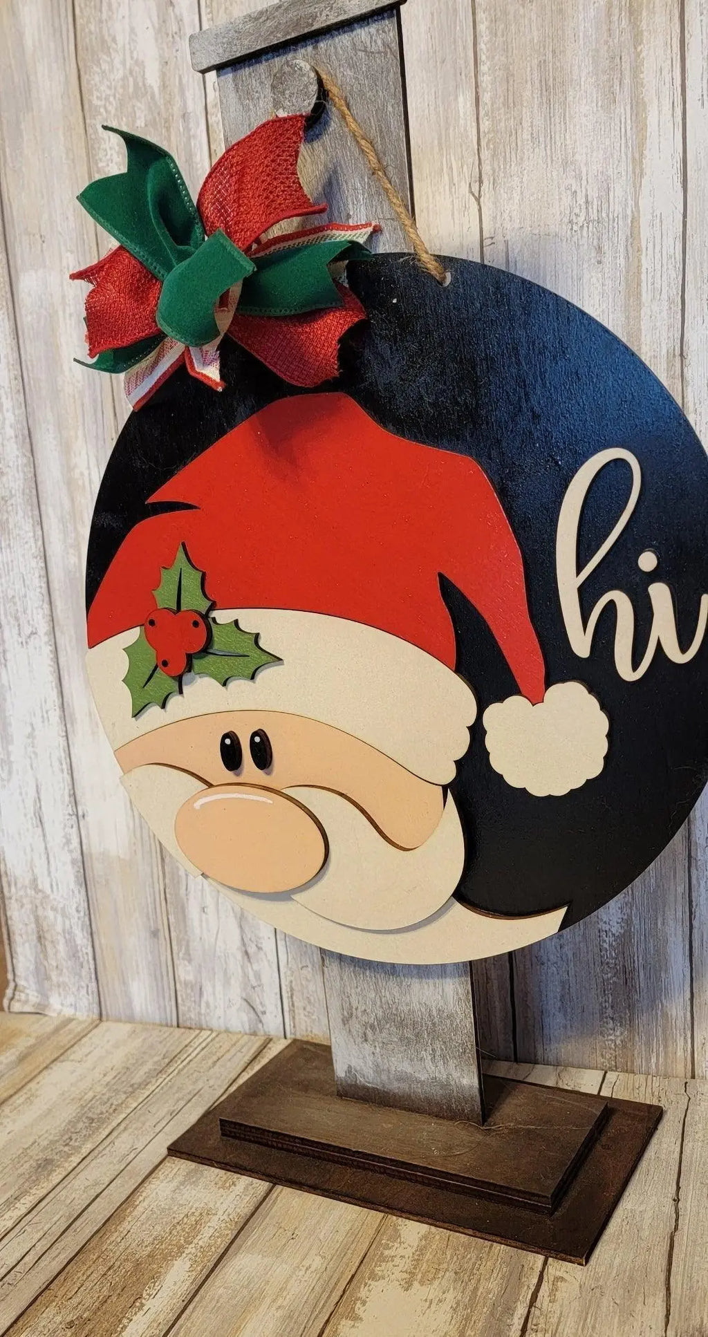 Christmas Santa Hi Porch Sign Door Hanger - RusticFarmhouseDecor
