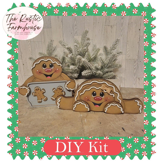 Chunky Boy and Girl Gingerbread, Wood Craft Kit, Gingerbread Decor DIY - RusticFarmhouseDecor