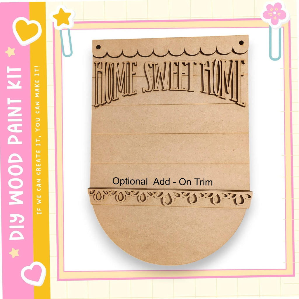 The image is a wooden sign with the text "HOME SWEET HOME" carved into it.