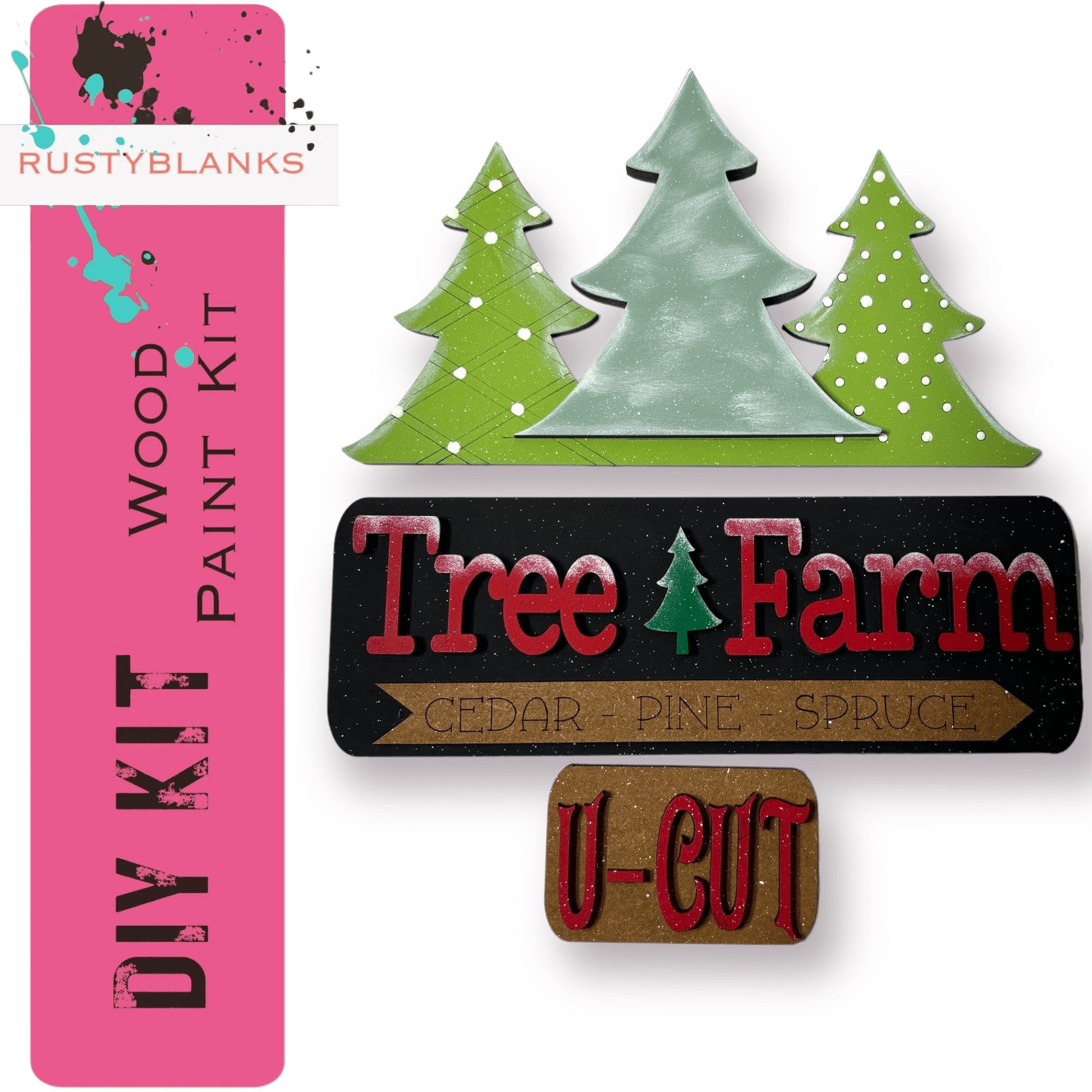 a sign that says tree farm and a sign that says u - cut