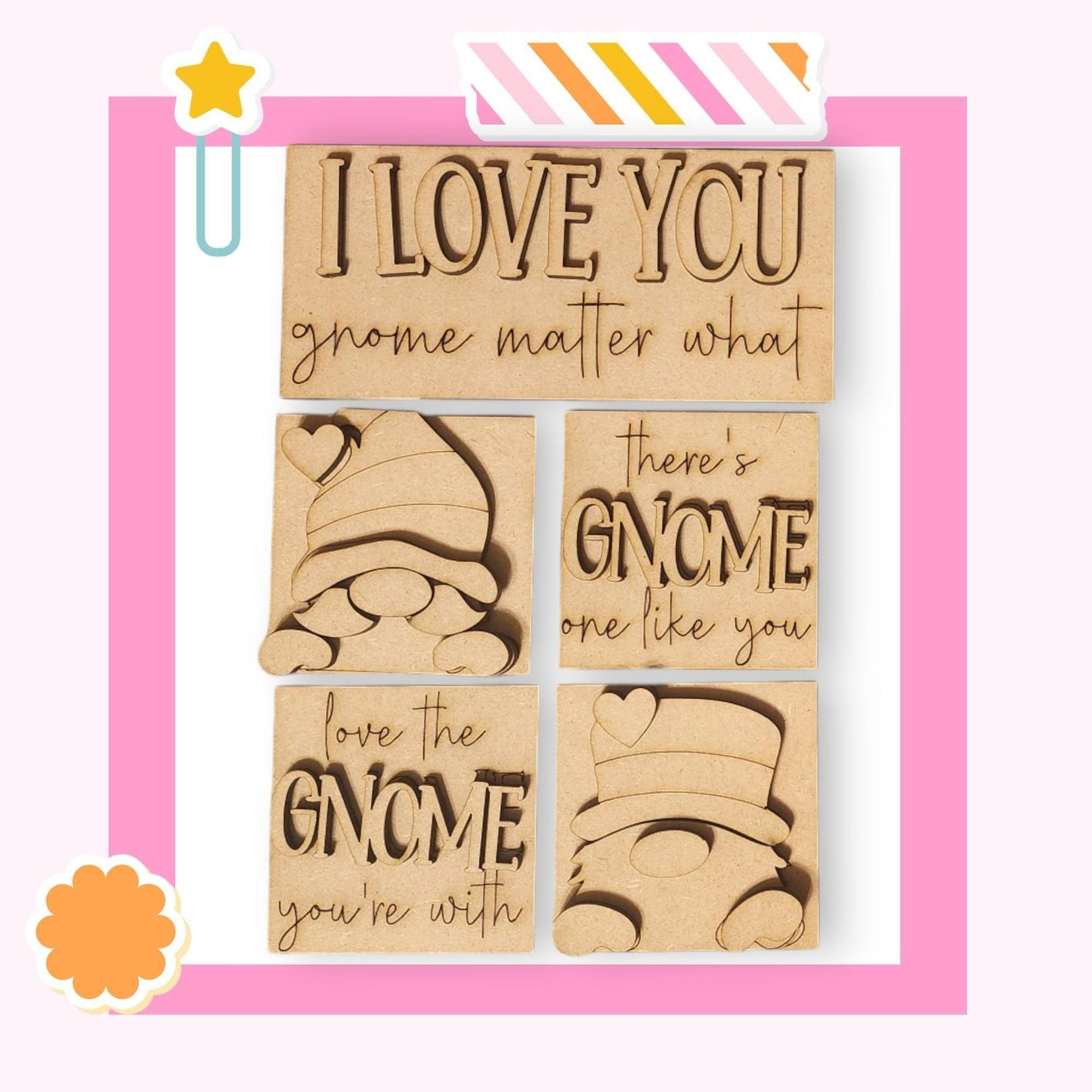 a set of four rubber stamps that say i love you