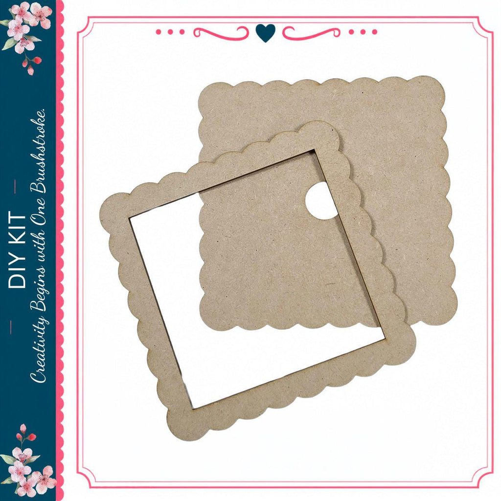a DIY kit for creating paper craft projects, including a frame and a piece of paper.