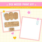 a wooden craft kit with a picture and a picture frame