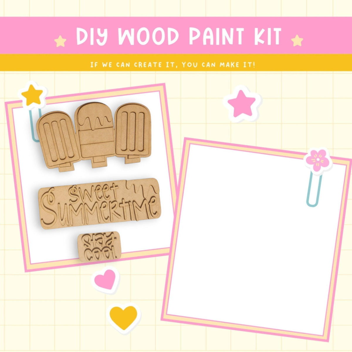 a wooden craft kit with a picture and a picture frame